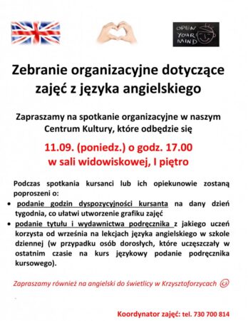 Język angielski 2017/2018 w CKIP – zebranie organizacyjne