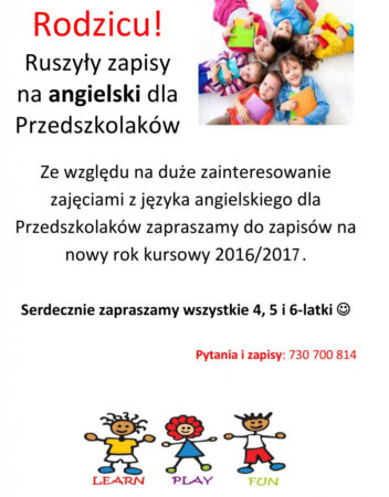 Zapisy na Angielski dla Przedszkolaków