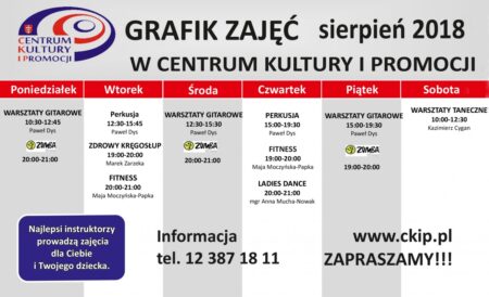 Grafik zajęć sierpień 2018