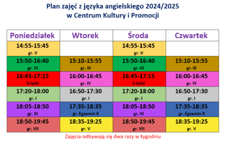 Grafik zajęć z języka angielskiego – Zapisz się już dziś!