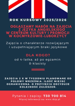 Ogłaszamy nabór na zajęcia z języka angielskiego w Centrum Kultury i Promocji