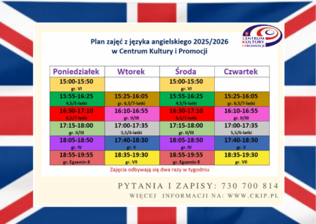 Plan zajęć z języka angielskiego