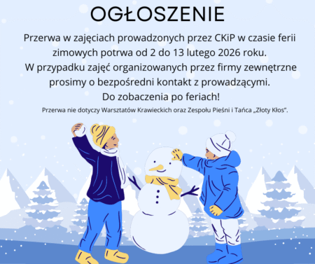 Przerwa w&nbsp;zajęciach podczas ferii zimowych