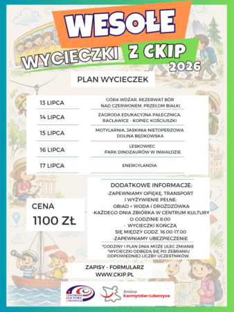 Wesołe wycieczki z&nbsp;CKiP – Wakacje 2026&nbsp;r.