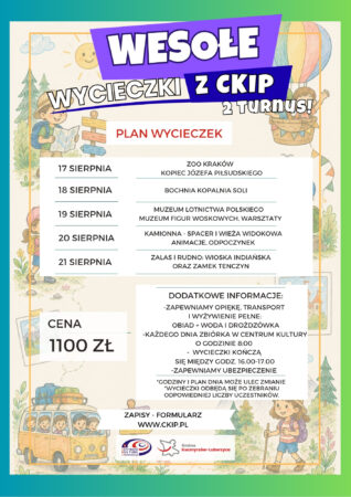 Wesołe wycieczki z&nbsp;CKIP – 2 turnus 17-21 Sieprnia